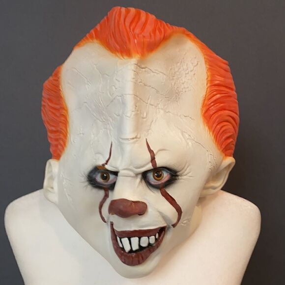 Adult Unisex Scary Clown Halloween Costume Mask Latex Full Head NEW Pennywise IT - Picture 1 of 5